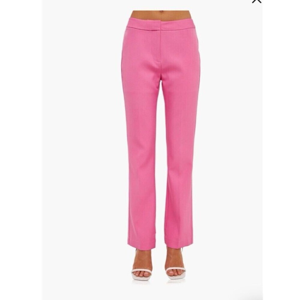 Endless rose pant flat front trousers straight women barbie pink office‎ L - Picture 2 of 15